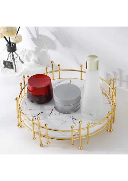 F Stili Avrupa Tarzı Yaratıcı Banyo Depolama Tepsi Tepsi Yatak Odası Masaüstü Makyaj Masası Takı Rafı Beyaz Mermer Depolama Rafı (Yurt Dışından) indirimleri