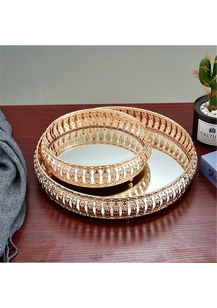 Gümüş 20CM Tarzı Vintage Demir Cam Ayna Tepsi Ev Masaüstü Dekoratif Meyve Takı Kozmetik Saklama Tabak (Yurt Dışından) fiyatları