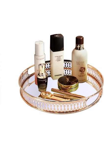 20CM Tarzı Antika Avrupa Aynası Metal Saklama Tepsisi Altın Kare Yuvarlak Meyve Tepsisi Masa Üstü Küçük Eşya Takı Sergi Tepsisi (Yurt Dışından) modelleri