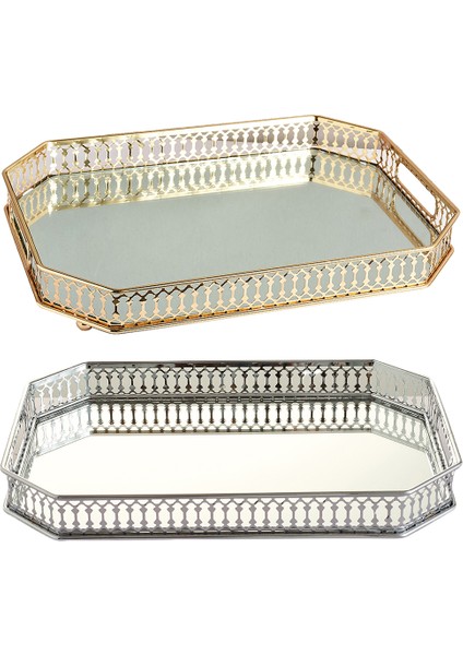 Altın Tarzı Retro Makyaj Aynası Dekoratif Ayna Tepsi Gösteri Makyaj Organizatörleri (Yurt Dışından) modelleri