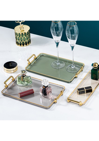 D1 Stili Altın Saplı Lüks Saklama Tepsisi Çay Tatlı Meyve Saklama Tepsi Makyaj Saklama Tabak Süsleme Tabak Ev Dekoru (Yurt Dışından) fırsatları