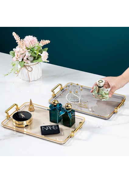 D1 Stili Altın Saplı Lüks Saklama Tepsisi Çay Tatlı Meyve Saklama Tepsi Makyaj Saklama Tabak Süsleme Tabak Ev Dekoru (Yurt Dışından) indirimleri