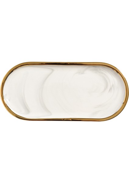 No.11 Stili Nordik Mermer Dokulu Tepsi Seramik Oval Tabak Batı Yemek Tabak Tatlı Tabak Takı Saklama Tepsisi (Yurt Dışından) indirimleri