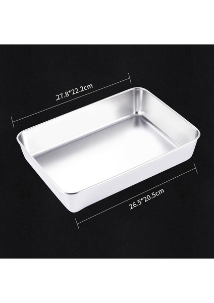 28,5X23X6,2 cm Stili Kapaklı Paslanmaz Çelik Saklama Tepsisi Dikdörtgen Yiyecek Tabak Kek Ekmek Fırın Tavası Düz Tabanlı Kap Bakliyat Mutfak Araçları (Yurt Dışından)