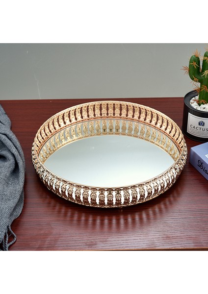 Gümüş 20CM Tarzı Vintage Demir Cam Ayna Tepsi Ev Masaüstü Dekoratif Meyve Takı Kozmetik Saklama Tabak (Yurt Dışından) indirimleri