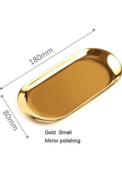 Altın Küçük Stil Altın Süs Trinket Oval Havlu Saklama Meyve Kozmetik Takı Tepsiler Metal Organizer Kurabiye Rulo Paslanmaz Çelik Dekoratif Tepsi (Yurt Dışından)