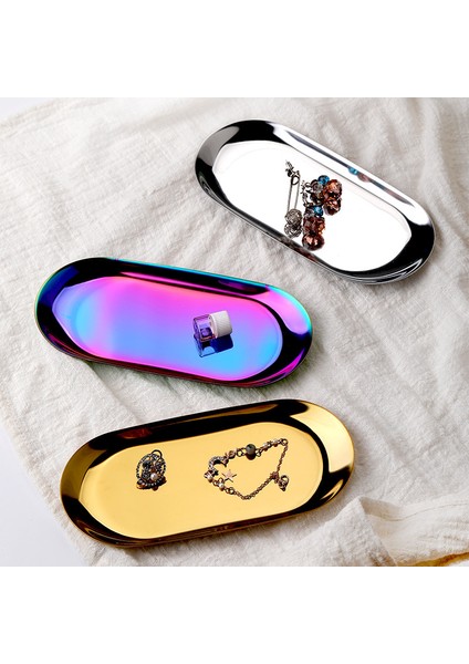 Altın Küçük Stil Altın Süs Trinket Oval Havlu Saklama Meyve Kozmetik Takı Tepsiler Metal Organizer Kurabiye Rulo Paslanmaz Çelik Dekoratif Tepsi (Yurt Dışından) fiyatları