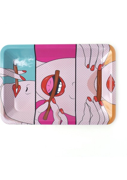 R4-Kapaksız Stil 180* Kadınsı Pembe Metal Tütün Sigara Otu Ot Rulo Tepsi Manyetik Kapaklı Hazır Koni Aksesuarları (Yurt Dışından)