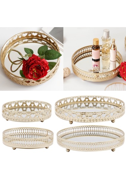S-1 Stili Nordik Lüks Metal Ayna Tepsi Yuvarlak Mum Tabak Makyaj Masası Takı Depolama Organizatörü - Kahve Masası Makyaj Masası Banyo Ev Için (Yurt Dışından) fiyatları