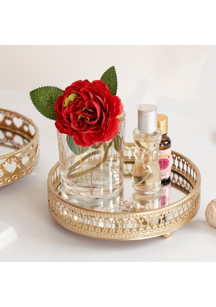 S-1 Stili Nordik Lüks Metal Ayna Tepsi Yuvarlak Mum Tabak Makyaj Masası Takı Depolama Organizatörü - Kahve Masası Makyaj Masası Banyo Ev Için (Yurt Dışından) fırsatları