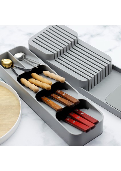 Bir Stil Plastik Çatal Bıçak Saklama Tepsisi Bıçak Tutucu Mutfak Organizatörü Kaşık Çatal Saklama Kutusu Tabaklık Bıçak Bloğu Tutucu (Yurt Dışından) fırsatları