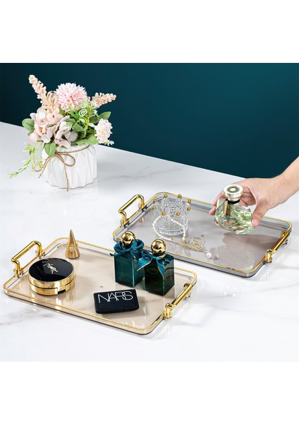 B Tarzı Büyük Stil Dikdörtgen Plastik Tepsi Kuzey Yeşili Akrilik Palet Şeffaf Kare Tabak Çay Seti Sofra Takımı Takı Saklama Tepsisi (Yurt Dışından) indirimleri