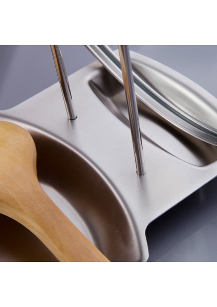 Paslanmaz Çelik A Tarzı Paslanmaz Çelik Tencere Kapak Rafı Kaşık Tutucu Mutfak Aracı (Yurt Dışından) indirimleri