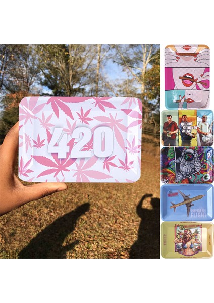 Sv Stili 18CM x 12.5cm Küçük Metal Pembe Yuvarlak Tepsi Ot Tütünü Sigara Ot Tepsiler Depolama Sigara Aksesuarları Özel Logo (Yurt Dışından) fırsatları