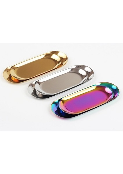 B Küçük Stil Yeni Renkli Metal Saklama Tepsisi Altın Oval Noktalı Meyve Tabağı Küçük Eşyalar Takı Gösterme Tepsisi Ayna (Yurt Dışından) fırsatları
