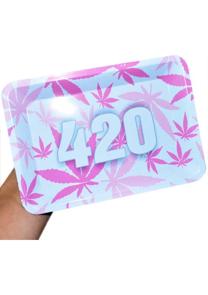G Tarzı 180* Pembe Kızıl Metal Ot Yuvarlama Tepsisi Tütün Ot Tepsileri Sigara Aksesuarları Yuvarlama Aracı 420 Yaprak Baskı (Yurt Dışından)