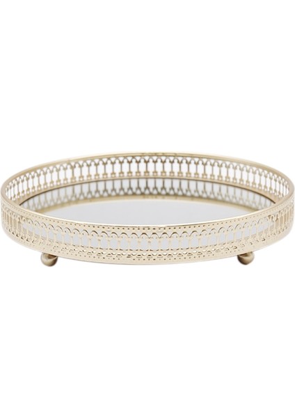 L-2 Tarzı Nordik Lüks Metal Ayna Tepsi Yuvarlak Mum Tabak Makyaj Masası Takı Depolama Organizatörü - Kahve Masası Makyaj Masası Banyo Ev Için (Yurt Dışından)