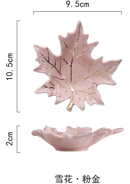 Mor Tarzı Yeşil Yaprak Altın Kenarlı Seramik Tepsi Saklama Tepsisi Altın Tüy Takı Makyaj Fırça Saklama Porselen Süs Tabak (Yurt Dışından)