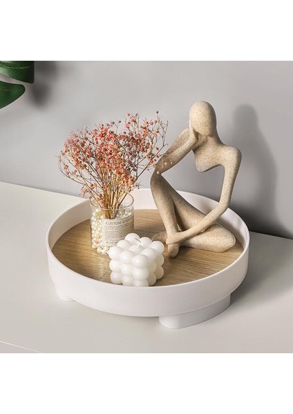 Dikdörtgen Beyaz Stil Modern Dekoratif Tepsiler Ev Dekoru Yuvarlak Saklama Tepsi Organizatör Depolama Kutusu Masa Vazo Aromaterapi Standı Mumluk Standı (Yurt Dışından) fiyatları