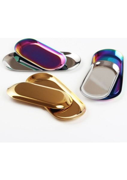 B Küçük Stil Yeni Renkli Metal Saklama Tepsisi Altın Oval Noktalı Meyve Tabağı Küçük Eşyalar Takı Gösterme Tepsisi Ayna (Yurt Dışından) indirimleri