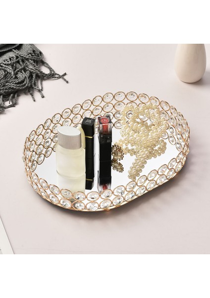 Orta Stil Altın Takı Saklama Kutusu Tepsi Cam Aynalı Kristal Kozmetik Makyaj Organizatörü Ev Dekorasyon Rafı Masaüstü Tabak Tepsi (Yurt Dışından) modelleri