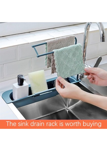 Mavi Stil Mutfak Teleskoplu Musluk Rafı Sünger Sabun Süzgeci Depolama Kutusu Depolama Sepeti Ayarlanabilir Banyo Depolama Rafı (Yurt Dışından) fiyatları