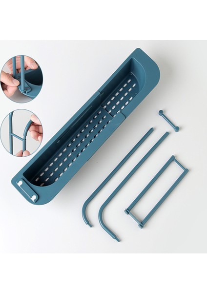 Mavi Stil Mutfak Teleskoplu Musluk Rafı Sünger Sabun Süzgeci Depolama Kutusu Depolama Sepeti Ayarlanabilir Banyo Depolama Rafı (Yurt Dışından) fırsatları