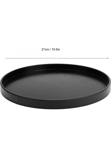 Siyah Stil Siyah Kaymaz Ahşap Yuvarlak Tepsi Çay Tabağı Hizmet Masa Yemekler Çay Servis Tepsi Ev Mutfak Ofis Için (Yurt Dışından)