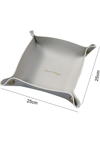 BEYAZ-25X25CM Stili Deri Anahtar Cüzdanı Bozuk Para Kağıt Peçete Saklama Tepsi Masa Üstü Atıştırmalık Tabak Katlanabilir Masa Dekorasyonu Süs Eşyaları Sıralama Tepsi Organizatörü (Yurt Dışından)