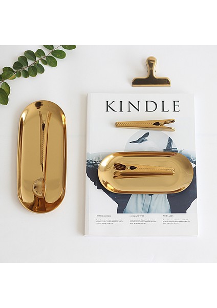 Büyük Klip Stili Paslanmaz Çelik Altın Saklama Tepsisi Meyve Atıştırmalık Takı Ekran Tabak Mutfak Düzenleyici Araçlar Metal Mühür Klip Fasulye Kaşık Klip (Yurt Dışından) fiyatları