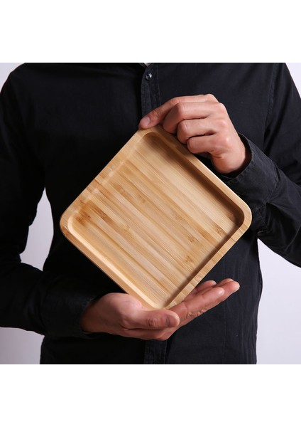 18X18CM Tarzı Bambu Servis Tepsisi Çay Fincanı Tabak Tepsi Meyve Tabak Depolama Palet Dekorasyon Japon Yemek Dikdörtgen Tabak (Yurt Dışından)
