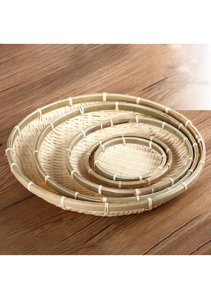30CM Tarzı El Yapımı Bambu Dokuma Saklama Sepeti Yuvarlak Alınır Kasa Meyve Tabağı Kase Kurulama Tava Kafes Market Organizer (Yurt Dışından) fiyatları