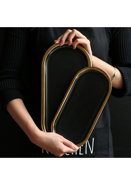 No.9 Tarzı Altın Kaplama Mermer Saklama Tepsi Seramik Avrupa Şarj Tabakları Yiyecek Meyve Tatlı Oval Tabak Takı Tepsi Süs Tabak Sunum Tabağı (Yurt Dışından) indirimleri