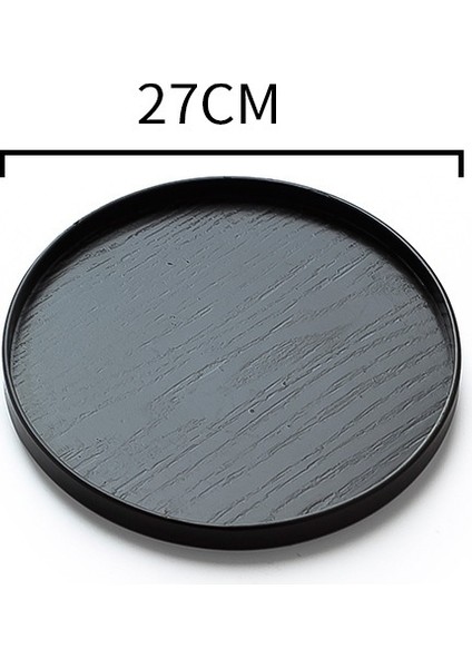 Siyah 27CM Tarzı Japon Tarzı Yuvarlak Tepsi Yiyecek Servis Tabak Ahşap Atıştırmalık Tatlı Tabak Çay Tahtası Doğal Çay Yiyecek Sunucu Tabak Içecek Tabağı Wf (Yurt Dışından)