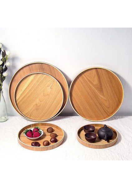Siyah 27CM Tarzı Japon Tarzı Yuvarlak Tepsi Yiyecek Servis Tabak Ahşap Atıştırmalık Tatlı Tabak Çay Tahtası Doğal Çay Yiyecek Sunucu Tabak Içecek Tabağı Wf (Yurt Dışından) modelleri