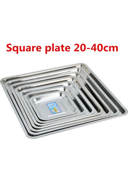 20X20XH4.8 Stili Kare Paslanmaz Çelik Tabak Izgara Bbq Depolama Tepsisi Buharda Pişirilmiş Izgara Balık Yemeği Dikdörtgen Tabak Tepsi Gıda Kalınlaştırma Tavaları (Yurt Dışından)