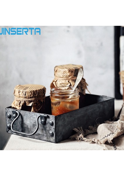 Dikdörtgen Stili Dikdörtgen Antika Demir Servis Tepsileri Retro Metal Saklama Malzemeleri Tepsi Kahvaltı Ekmek Kek Atıştırmalık Tabak Kare Kutu (Yurt Dışından) fırsatları