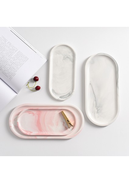 No.15 Tarzı Nordik Mermer Dokulu Tepsi Seramik Oval Tabak Batı Yemek Tabak Tatlı Tabak Takı Saklama Tepsisi (Yurt Dışından) fiyatları