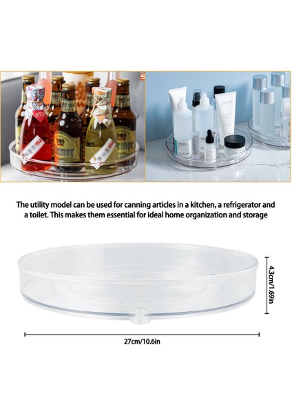 27CM Tarzı 360 Döner Dolap Döner Organizatör Depolama Baharatlık Içecek Kozmetik Depolama Rafı Pet Şeffaf Mutfak Banyo Için (Yurt Dışından)