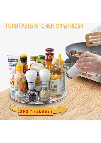 27CM Tarzı 360 Döner Dolap Döner Organizatör Depolama Baharatlık Içecek Kozmetik Depolama Rafı Pet Şeffaf Mutfak Banyo Için (Yurt Dışından) modelleri