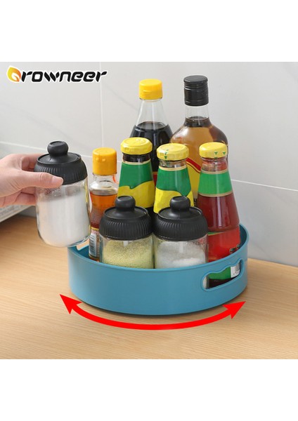 Mavi Stil 360 Derece Dönebilen Organizatör Kozmetik Saklama Kapları Çok Fonksiyonlu Tabak Mutfak Döner Kondiment Baharatlık Rafı (Yurt Dışından) fırsatları