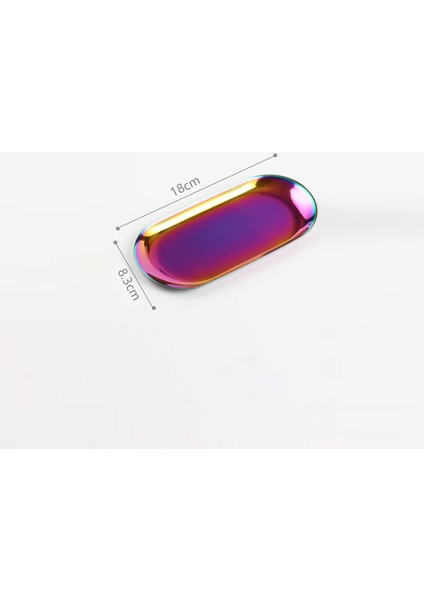 Renkli Küçük Stil Nordik Oval Metal Takı Tepsi Masaüstü Organizer Süs Mutfak Yiyecek Saklama Yemek Tepsi Altın ve Gümüş Süs Eşyaları (Yurt Dışından)