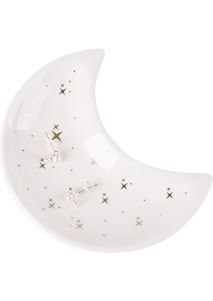 Wh Stili Lüks Seramik Tabak Saklama Tepsisi Mavi Siyah Beyaz Ay Hilal Takı Makyaj Fırça Saklama Dekoratif Sushi Tabak Tepsi (Yurt Dışından)