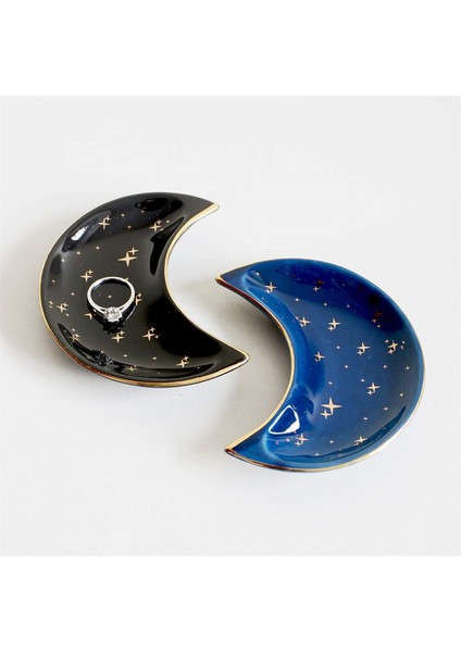 Wh Stili Lüks Seramik Tabak Saklama Tepsisi Mavi Siyah Beyaz Ay Hilal Takı Makyaj Fırça Saklama Dekoratif Sushi Tabak Tepsi (Yurt Dışından) modelleri