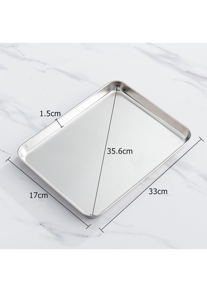 33X17X1.5CM Stili Paslanmaz Çelik Gıda Tepsileri Dikdörtgen Evde Buharda Pişirilmiş Sosis Meyve Saklama Tavaları Su Ekmek Mutfak Fırın Düşük Tabak Plakası (Yurt Dışından)