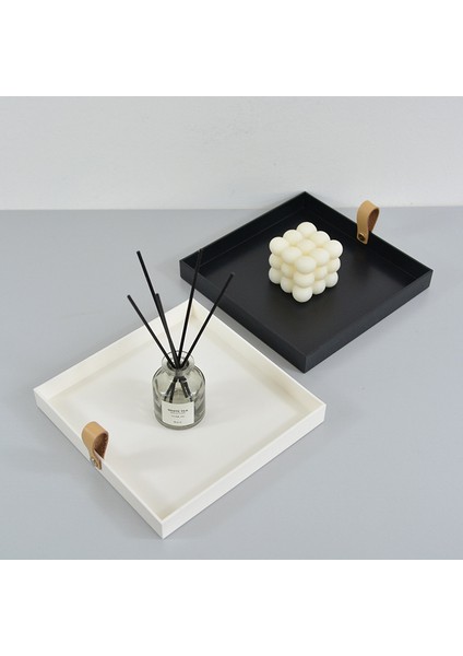 Siyah Stil 1 Adet Yaratıcı Kare Servis Tepsisi Dekoratif Tabak Makyaj Malzemeleri Süsler Masaüstü Saklama Tabağı ile Saplı (Yurt Dışından) fiyatları