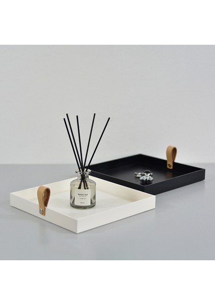 Siyah Stil 1 Adet Yaratıcı Kare Servis Tepsisi Dekoratif Tabak Makyaj Malzemeleri Süsler Masaüstü Saklama Tabağı ile Saplı (Yurt Dışından) modelleri