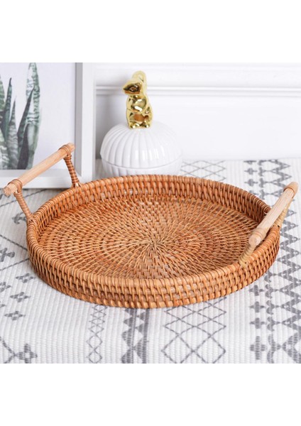 L Tarzı El Yapımı Yuvarlak Hasır Tepsi Meyve Atıştırmalık Saklama Sepeti Organizatörü ile Saplık Sonbahar Dokuma Saklama Tepsisi Atıştırmalık Meyve Tepsisi (Yurt Dışından) fiyatları