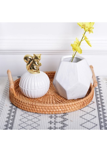 L Tarzı El Yapımı Yuvarlak Hasır Tepsi Meyve Atıştırmalık Saklama Sepeti Organizatörü ile Saplık Sonbahar Dokuma Saklama Tepsisi Atıştırmalık Meyve Tepsisi (Yurt Dışından) indirimleri