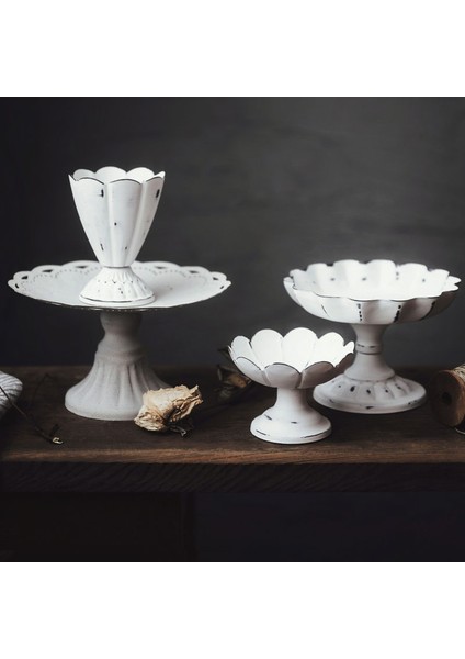 L Tarzı Metal Servis Tepsisi Takı Gösterme Tabak Retro Beyaz Tatlı Meyve Kek Atıştırmalık Yüksek Tabak Ev Parti Düğün Dekorasyonu (Yurt Dışından) modelleri